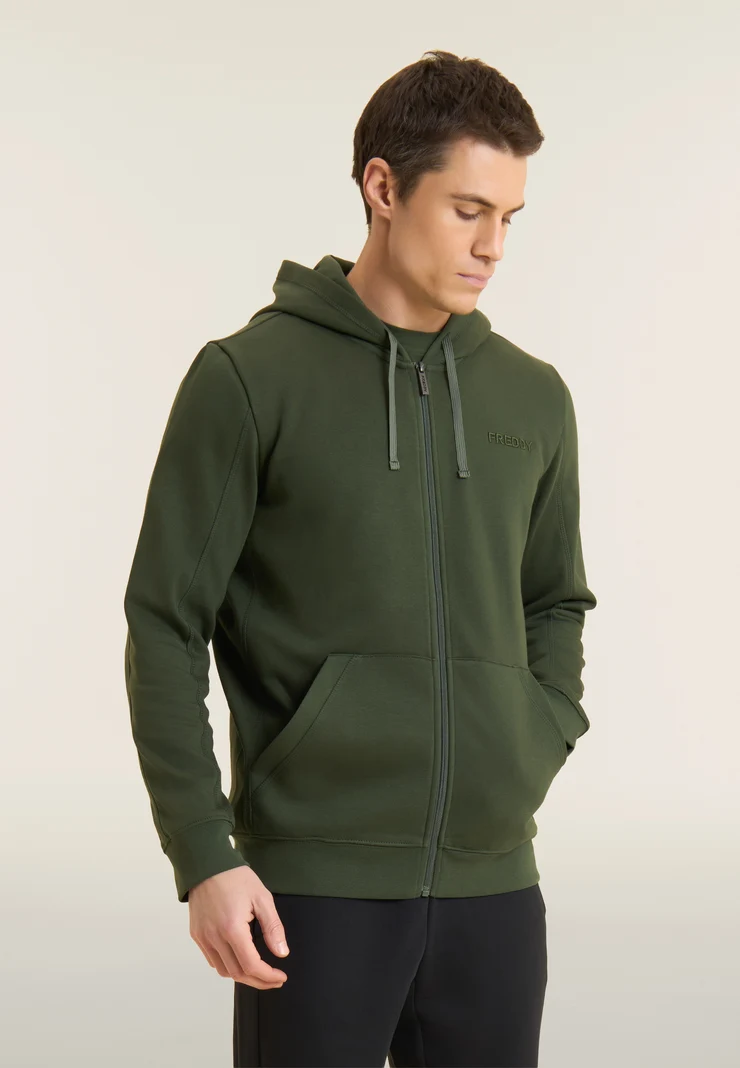 FREDDY <BR> Tuta da Uomo in Felpa Garzata con Zip e Cappuccio stampa 3D - immagine 2