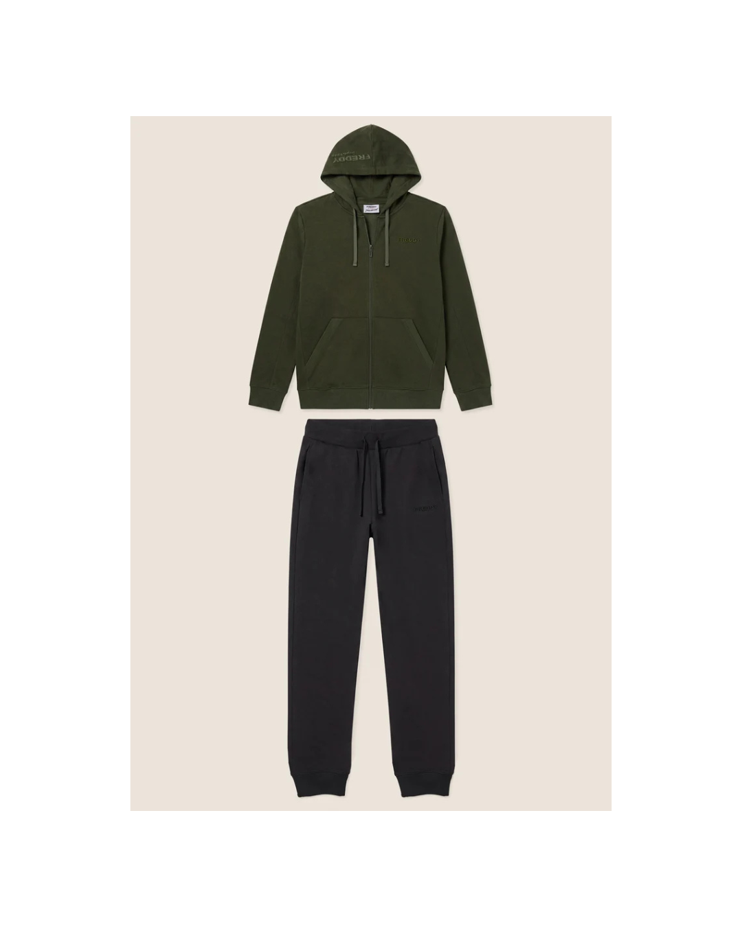 FREDDY <BR> Tuta da Uomo in Felpa Garzata con Zip e Cappuccio stampa 3D